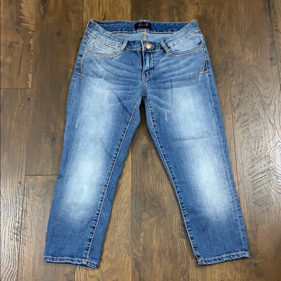 Seven7 Thick Stitched Crop Light Wash Jeans - Picture 1 of 5